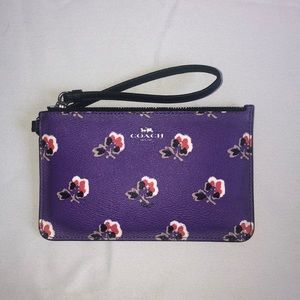 floral, purple coach wristlet